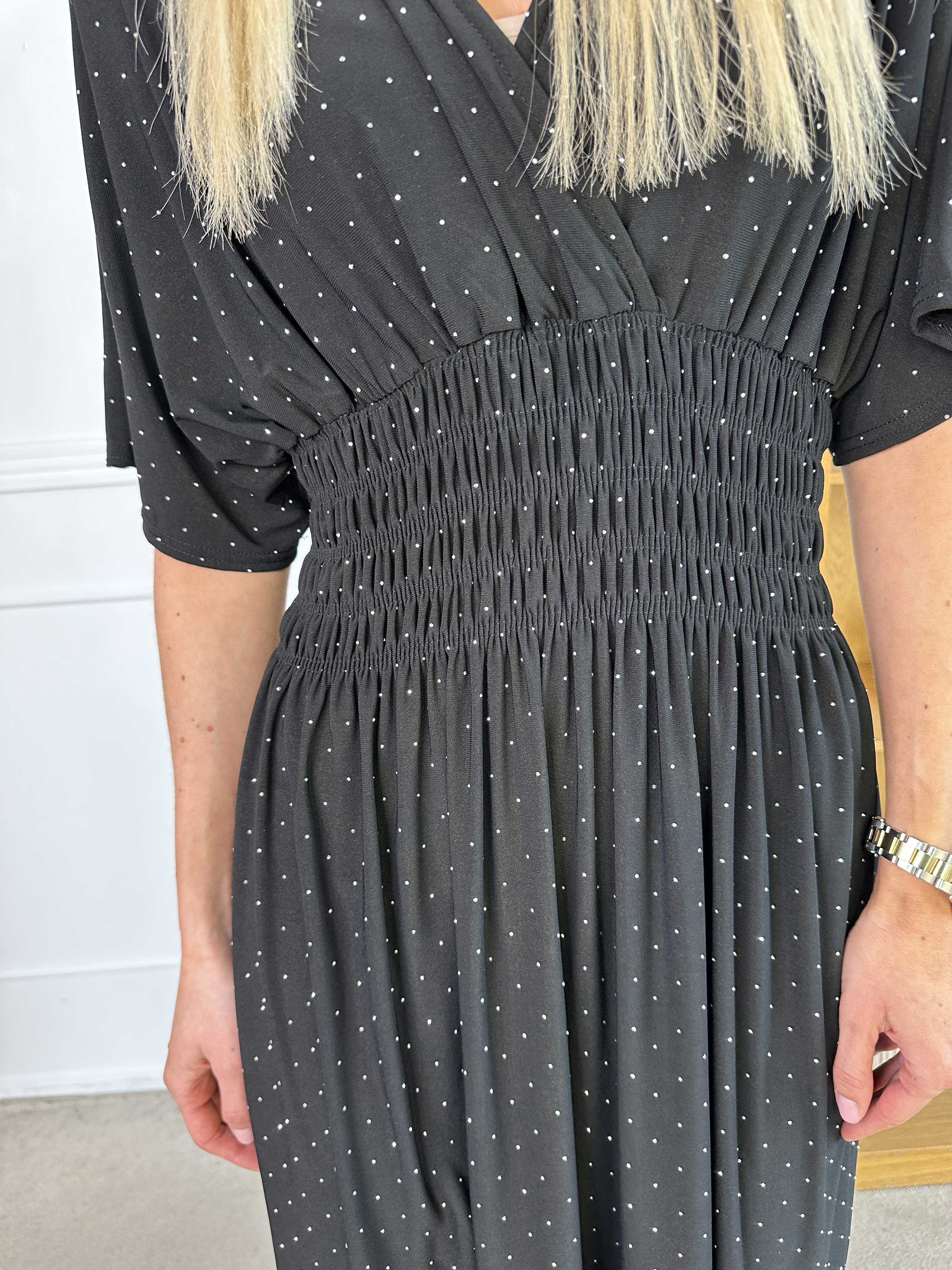 Pams Crystal - Lang elastisk kjole med similisten